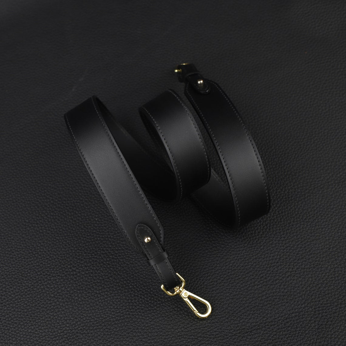 Hermès Style Black Swift Leather Bandoulière (30mm Wide): Detachable Shoulder/Crossbody Strap Compatible with Luxury Bags