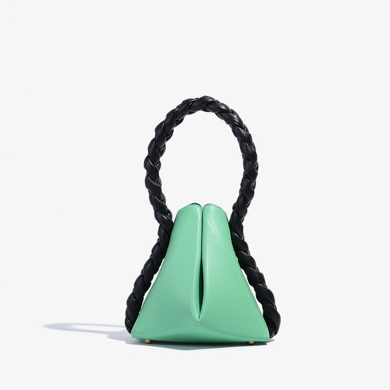 Women’s Foldable Braided Handle Bucket Bags in Genuine Leather image 3