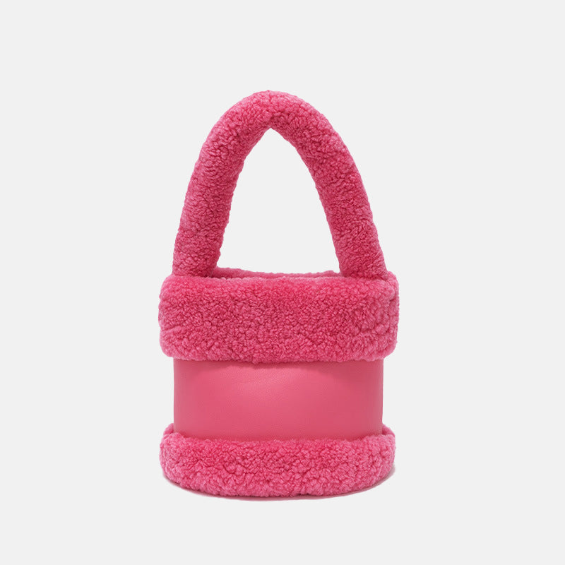 Women’s Furry Genuine Lambskin Mini Bucket Bags image