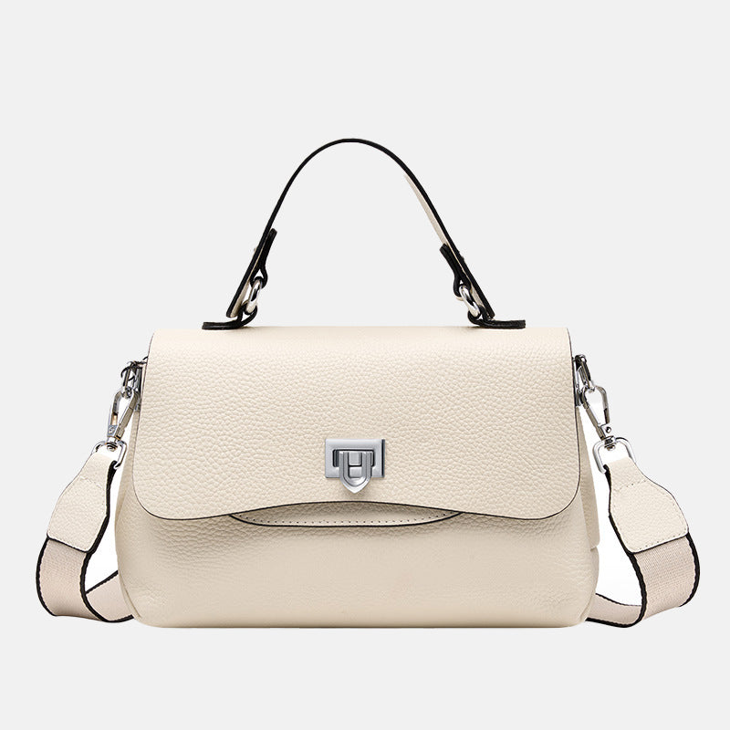 Women’s Lychee Grain Genuine Leather Top Handle Satchels image
