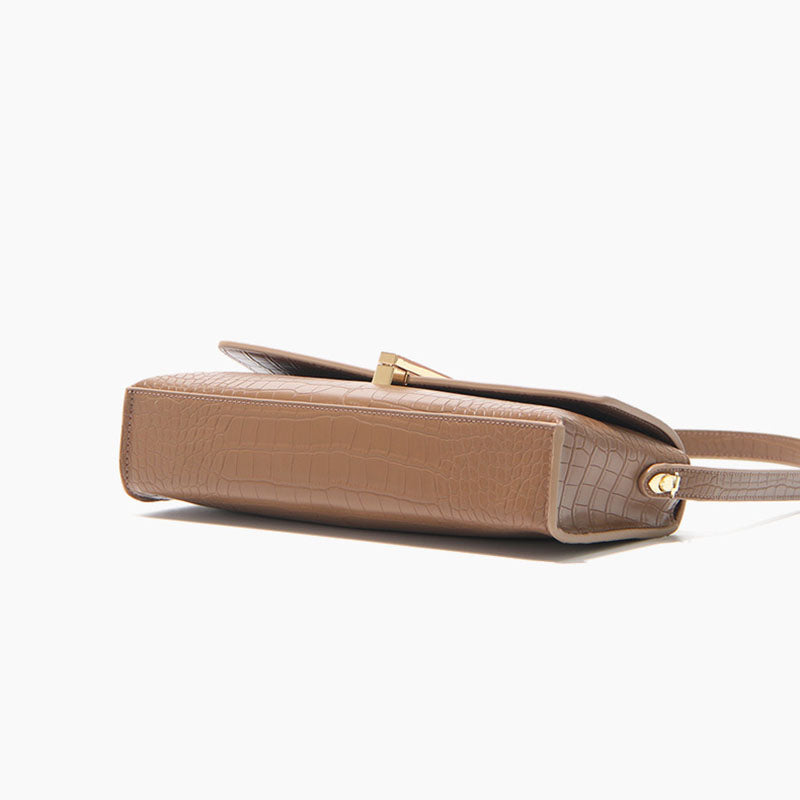 Women’s Croc Mini Baguette Bags in Brown Vegan Leather image 5