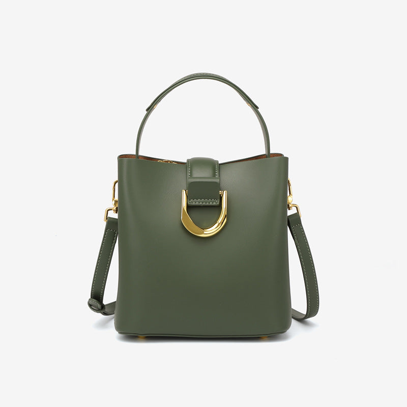 Women’s Genuine Leather Mini Bucket Bags with Shoulder Strap image