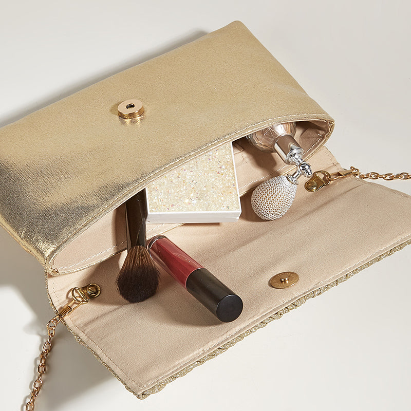 Women’s Ruched Glitter Flap Evening Clutch Bags image 3