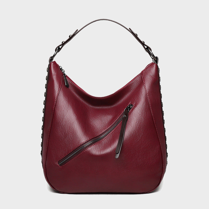 Women’s X Studded Side Zipper Vegan Hobo Bags image 5