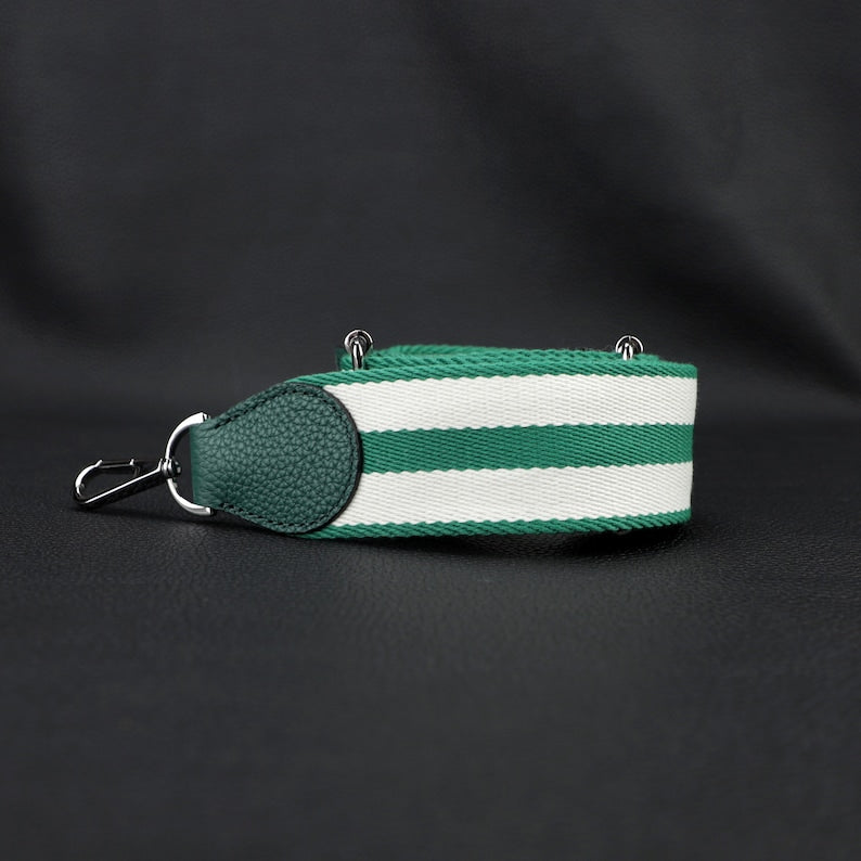 Striped Canvas Crossbody Bag Strap - 50mm Wide Adjustable Replacement