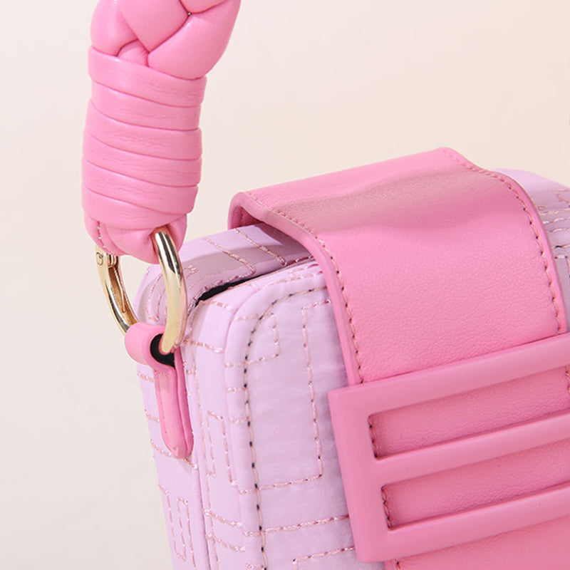 Women’s Pink Braided Top Handle Mini Handbags image 6