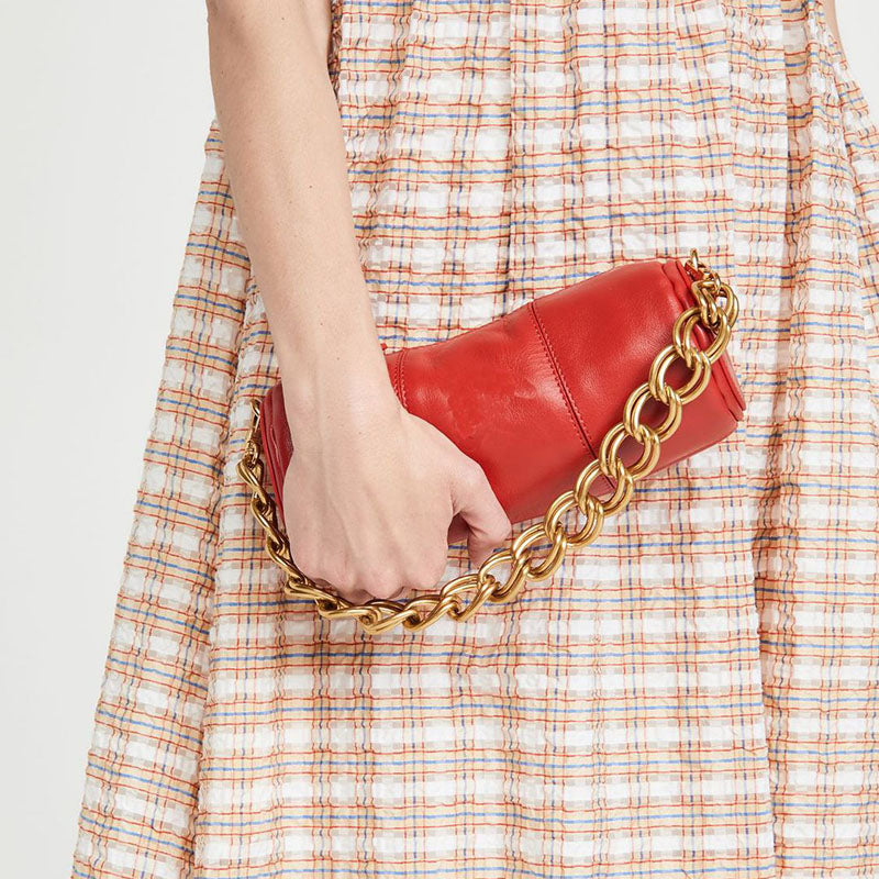 Women’s Genuine Leather Cylinder Bags with Shoulder Chains image 6