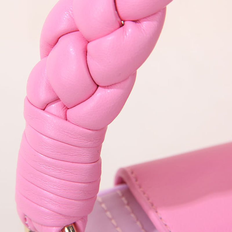 Women’s Pink Braided Top Handle Mini Handbags image 7