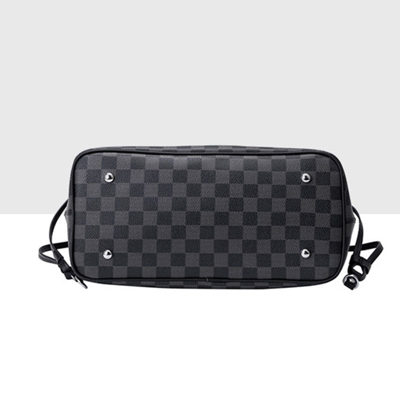 Women’s Black Checkerboard Large Tote Bags with Purse image 5