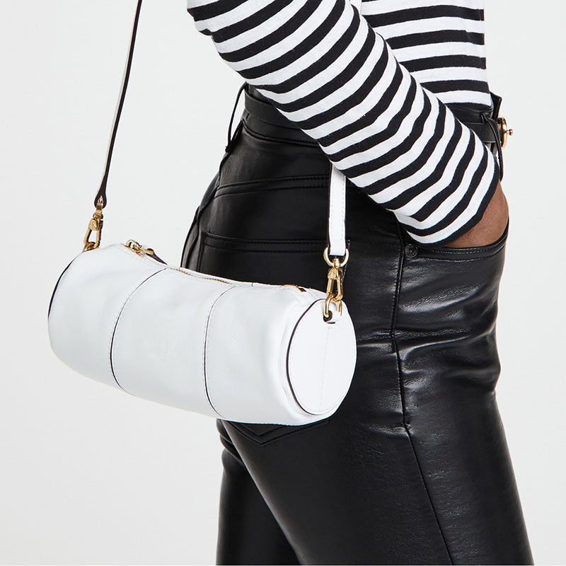 Women’s Genuine Leather Cylinder Bags with Shoulder Chains image 2