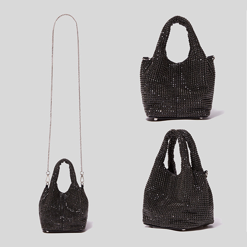 Women’s Small Rhinestones Evening Bucket Bags with Chains image 4