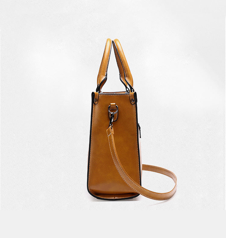 Women’s Vegan Leather Joint Tote Bags with Crossbody Strap image 3