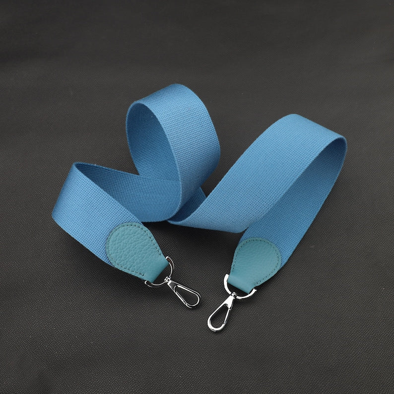 Canvas Bag Strap: 5cm Wide, Leather Accents, Gold Clasp