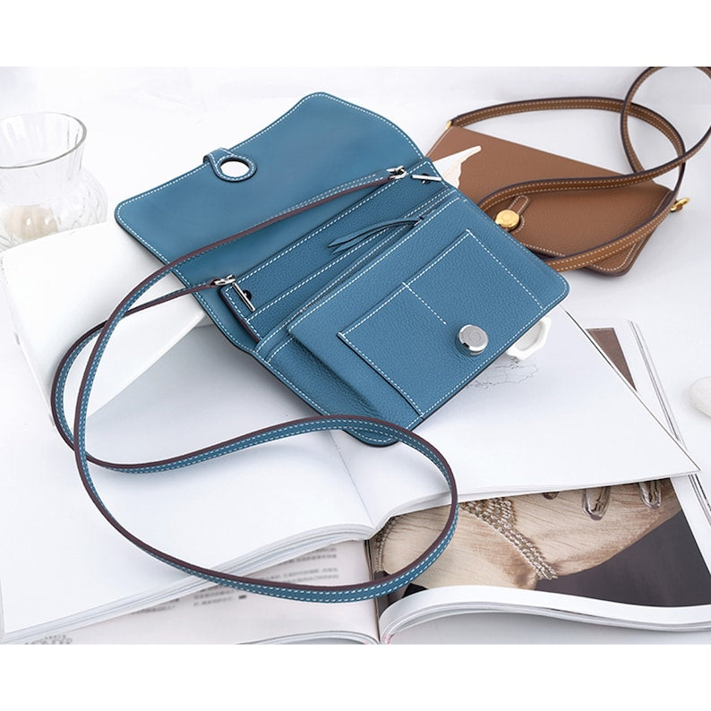 Togo Leather Wallet Insert with Strap for Dogon/Kelly/Constance Long Wallet