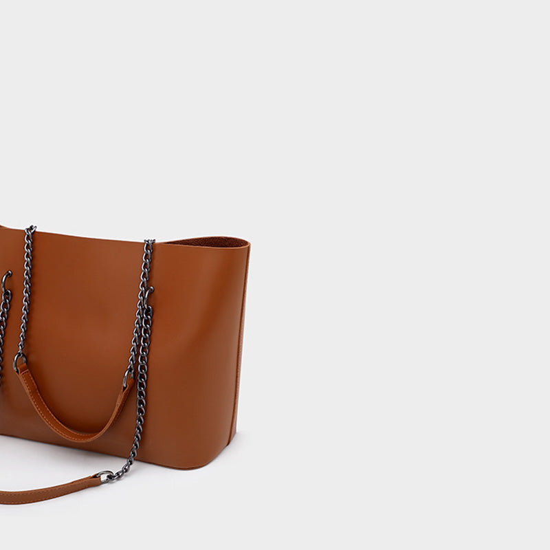 Women’s Vegan Leather Large Tote Bags with Chains image 4