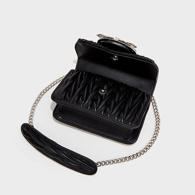 Women’s Jeweled Circle Quilted Small Crossbody Bags in Genuine Leather image 5