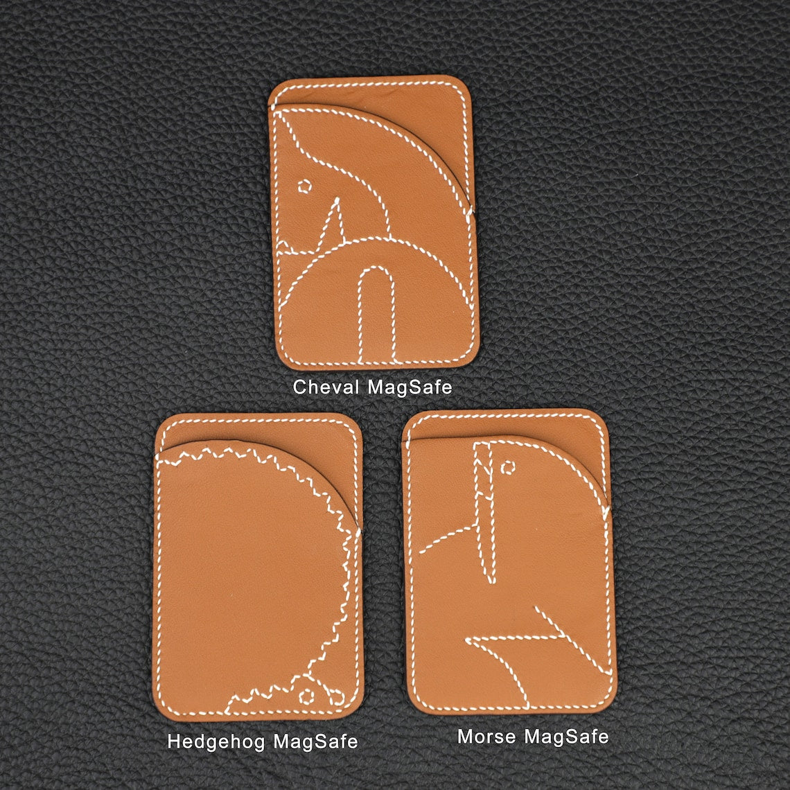 Porte-cartes MagSafe en veau Swift coloris Gold.Cheval MagSafe card holder,Magnetic Phone Card Holder Kickstand Slim Matte Card Bag