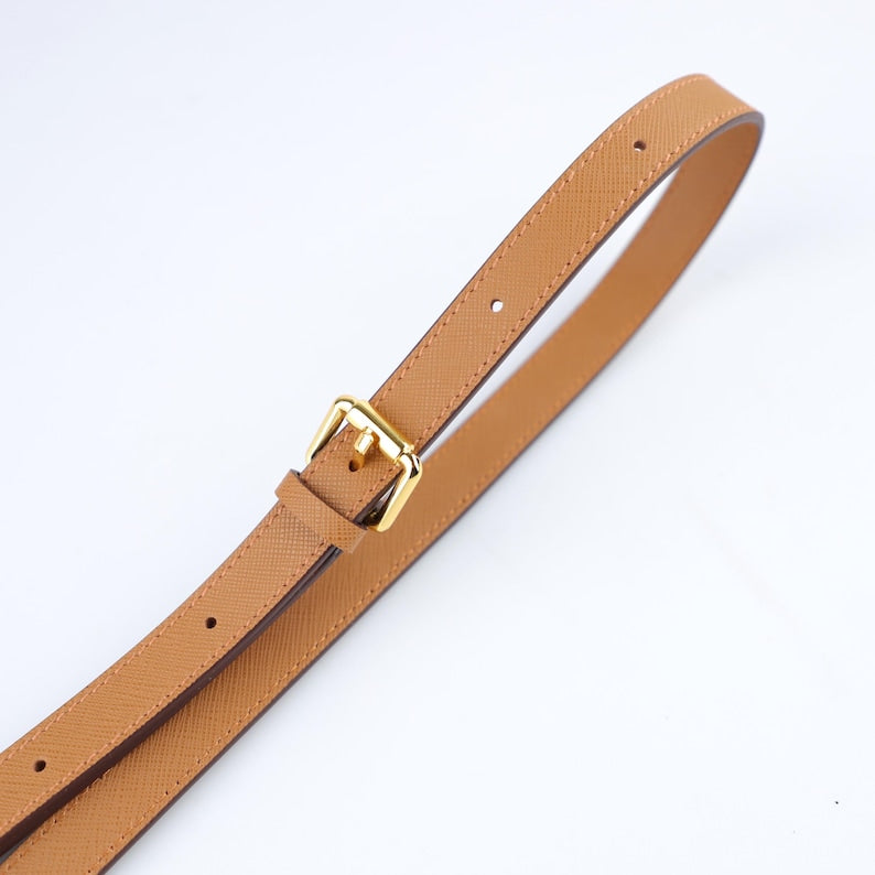 1.5cm Width Black Saffiano Leather Bag Shoulder Strap,Caramel Saffiano leather Adjustable bag strap