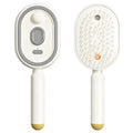 3-in-1 Scalp Spa Comb in beige gold - front and back view showing massage pins and oil reservoir