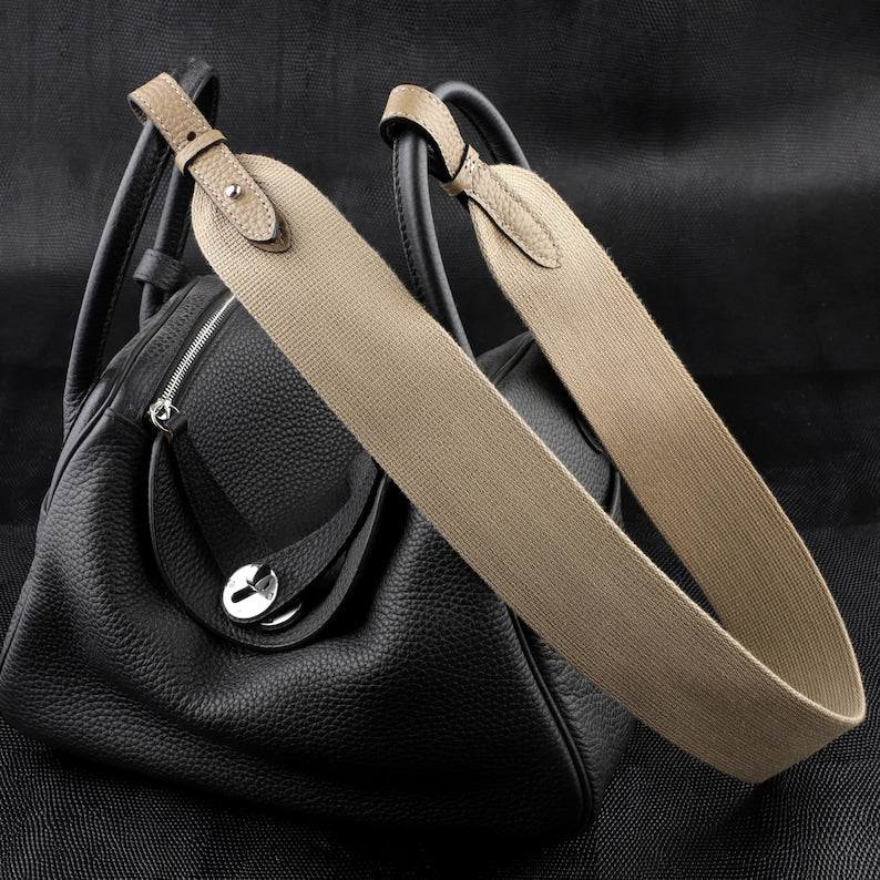 50mm Canvas Shoulder Bag Strap with toog leather loops for lindy bag,Fit evelyne bags,Birkin bags and more luxury handbags