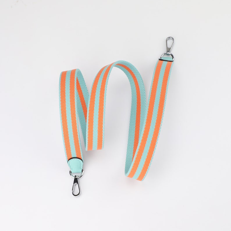 Bleu Saint Cyr & Orange Striped Bag Strap: Clemence Leather, Crossbody Style