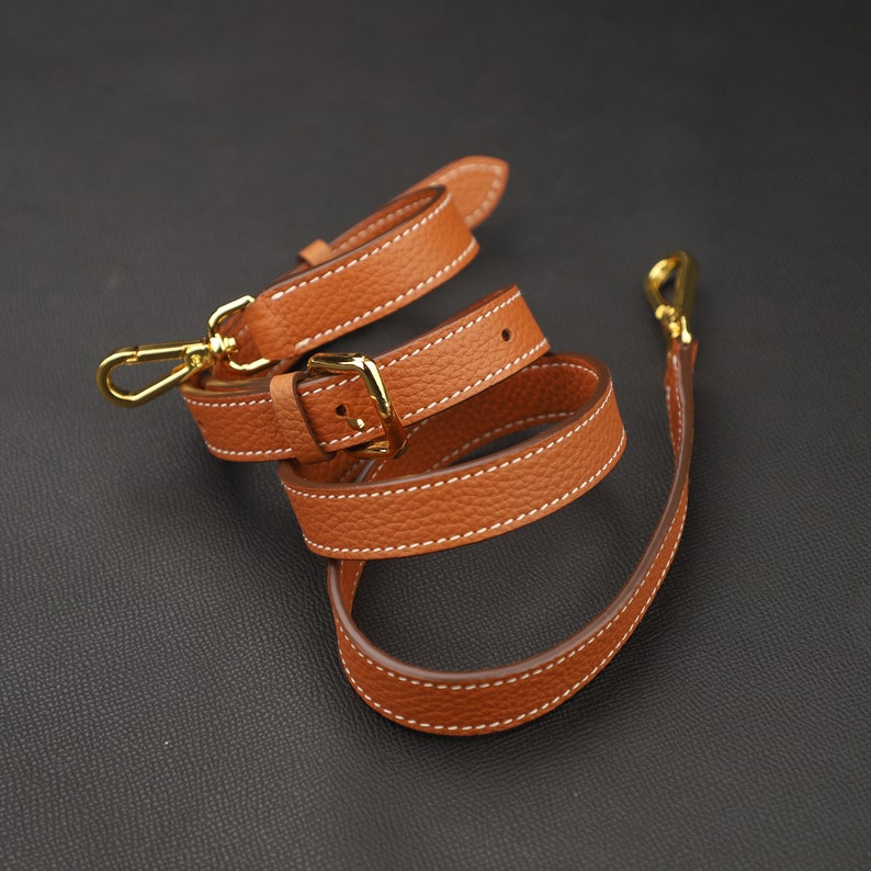 Hermès Style Black Togo Leather Adjustable Bandoulière (18mm Slim): Compatible Crossbody/Shoulder Strap