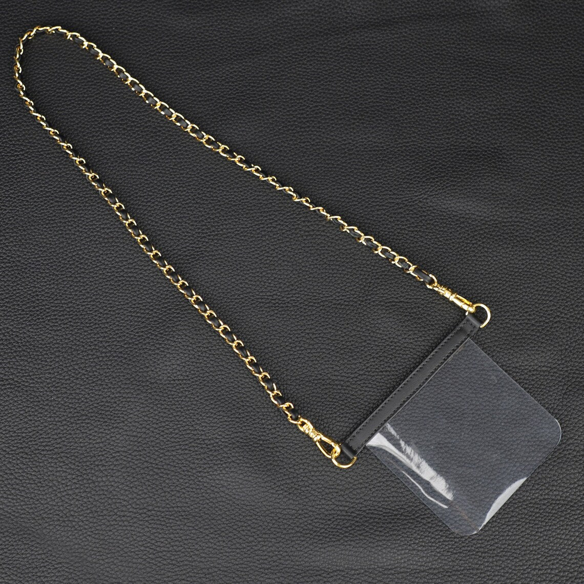 Leather Chain Wallet Strap: Transparent Silicone Insert