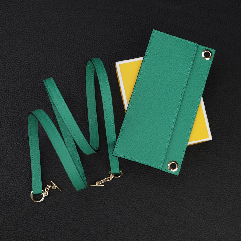 Epsom Leather Wallet Insert & Shoulder Strap: Crossbody Purse Strap