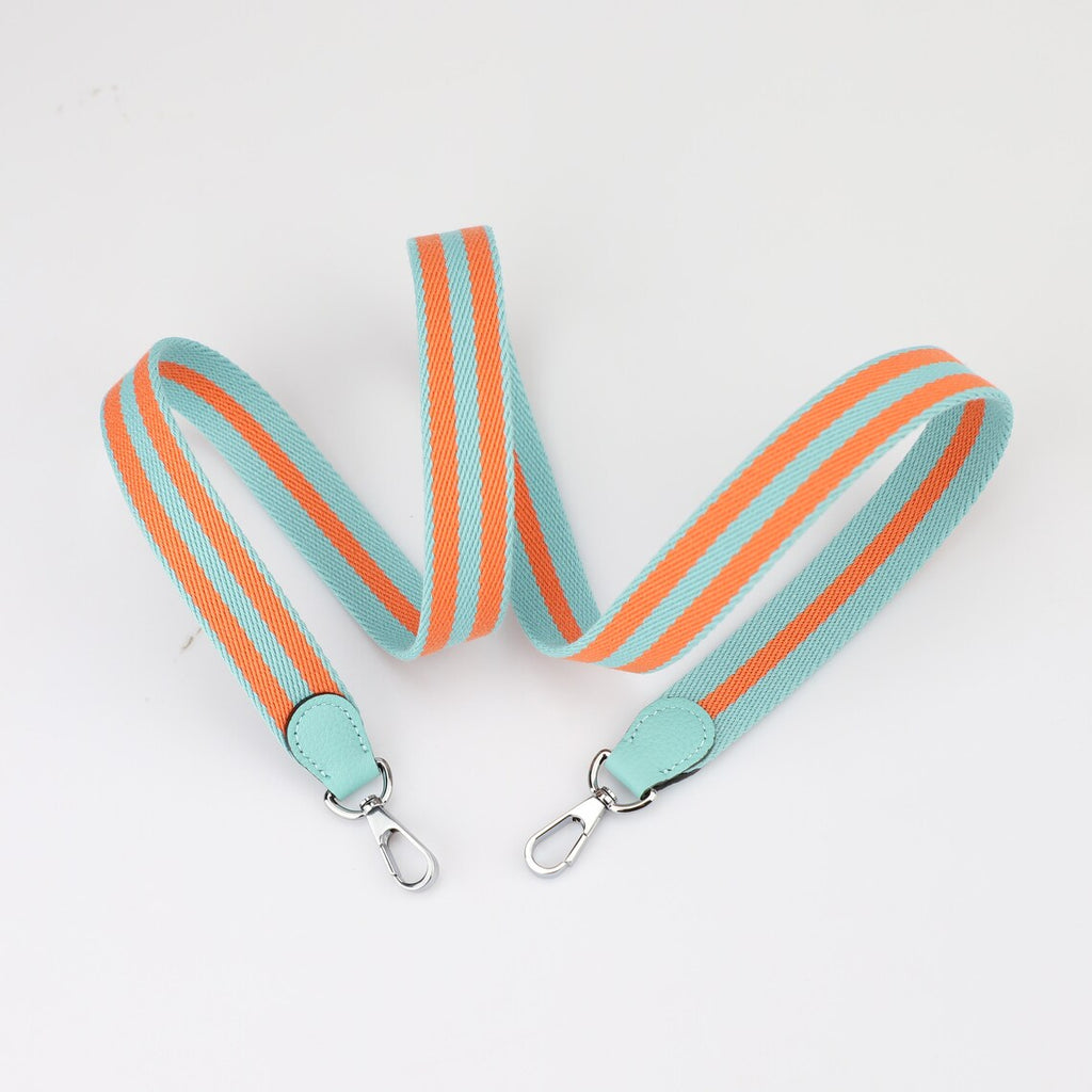 Bleu Saint Cyr & Orange Striped Bag Strap: Clemence Leather, Crossbody Style