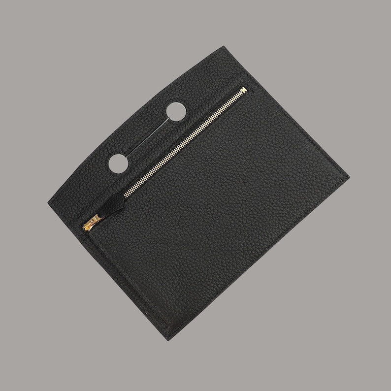 Black Togo Leather Backpocket Pouch with Gold Hardware for Birkin Bag