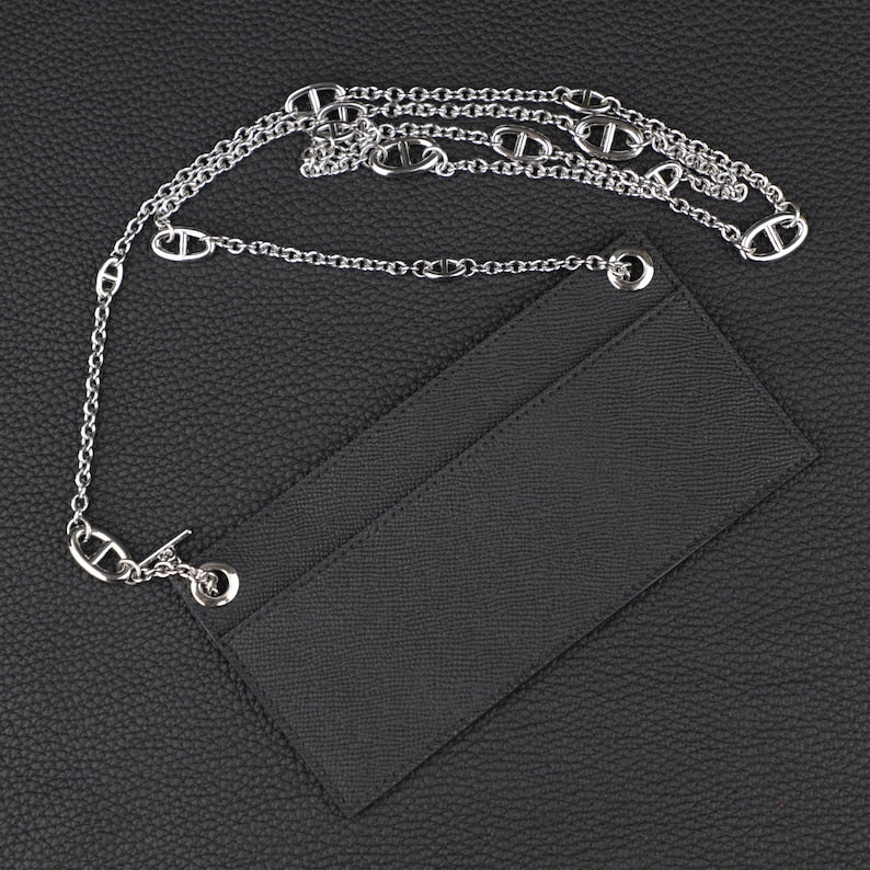 Epsom Leather Wallet Insert with Chain Strap