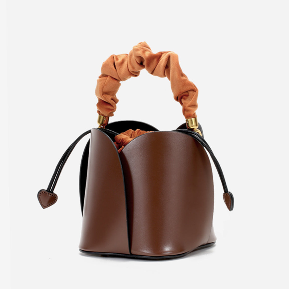 Women’s Genuine Leather Bucket Bags with Drawstring Bag inside image