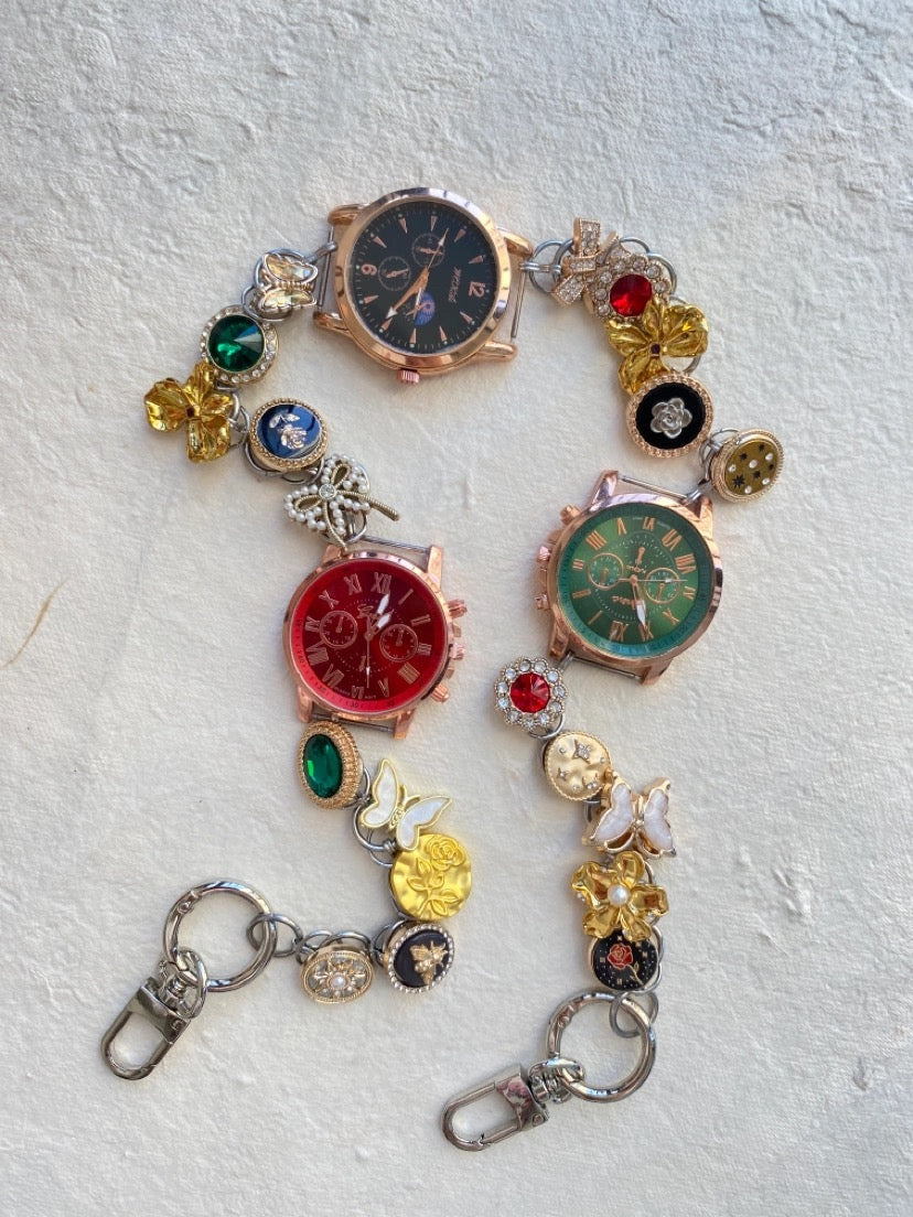 Vintage Colorful Button Watch Bag Strap