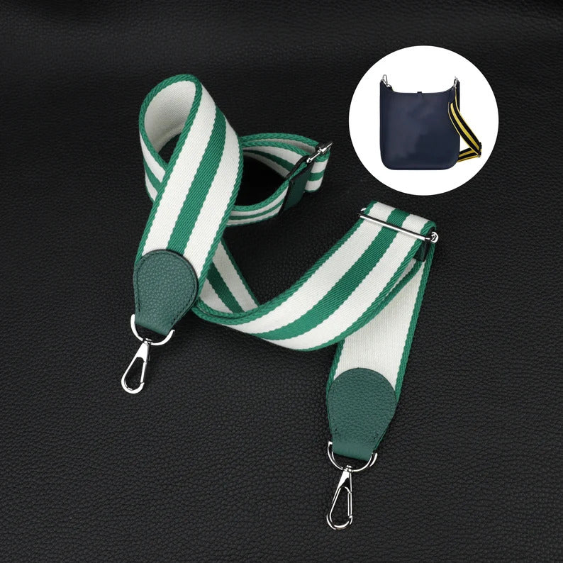 Striped Canvas Crossbody Bag Strap - 50mm Wide Adjustable Replacement