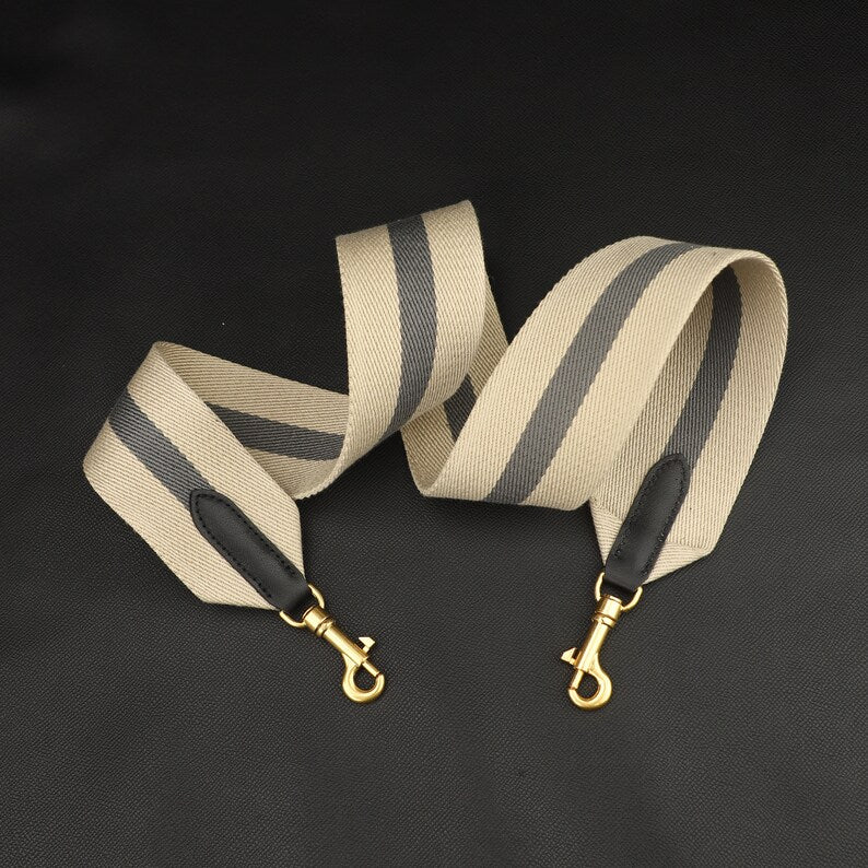 Textile & Calfskin Bag Strap: 2" Wide, Crossbody or Shoulder