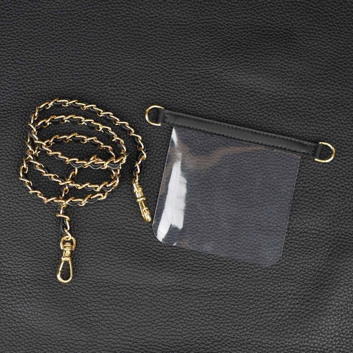 Leather Chain Wallet Strap: Transparent Silicone Insert
