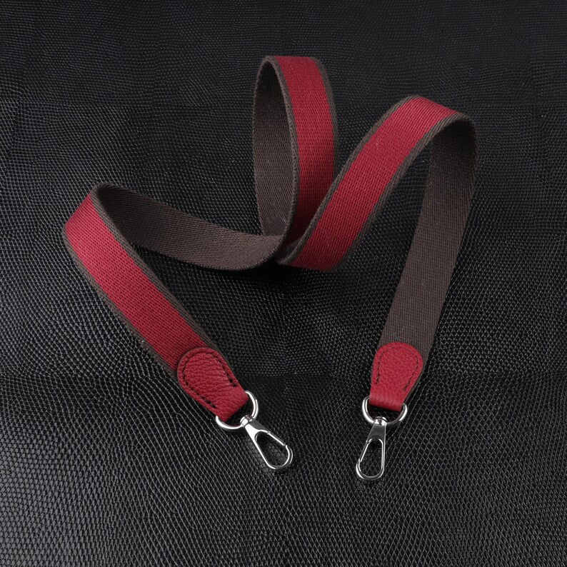 25mm Bi-color canvas shoulder and clemence leather shoulder strap for evelyn TPM,34 colors avaliable