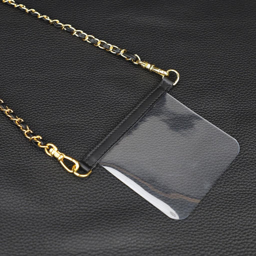 Leather Chain Wallet Strap: Transparent Silicone Insert