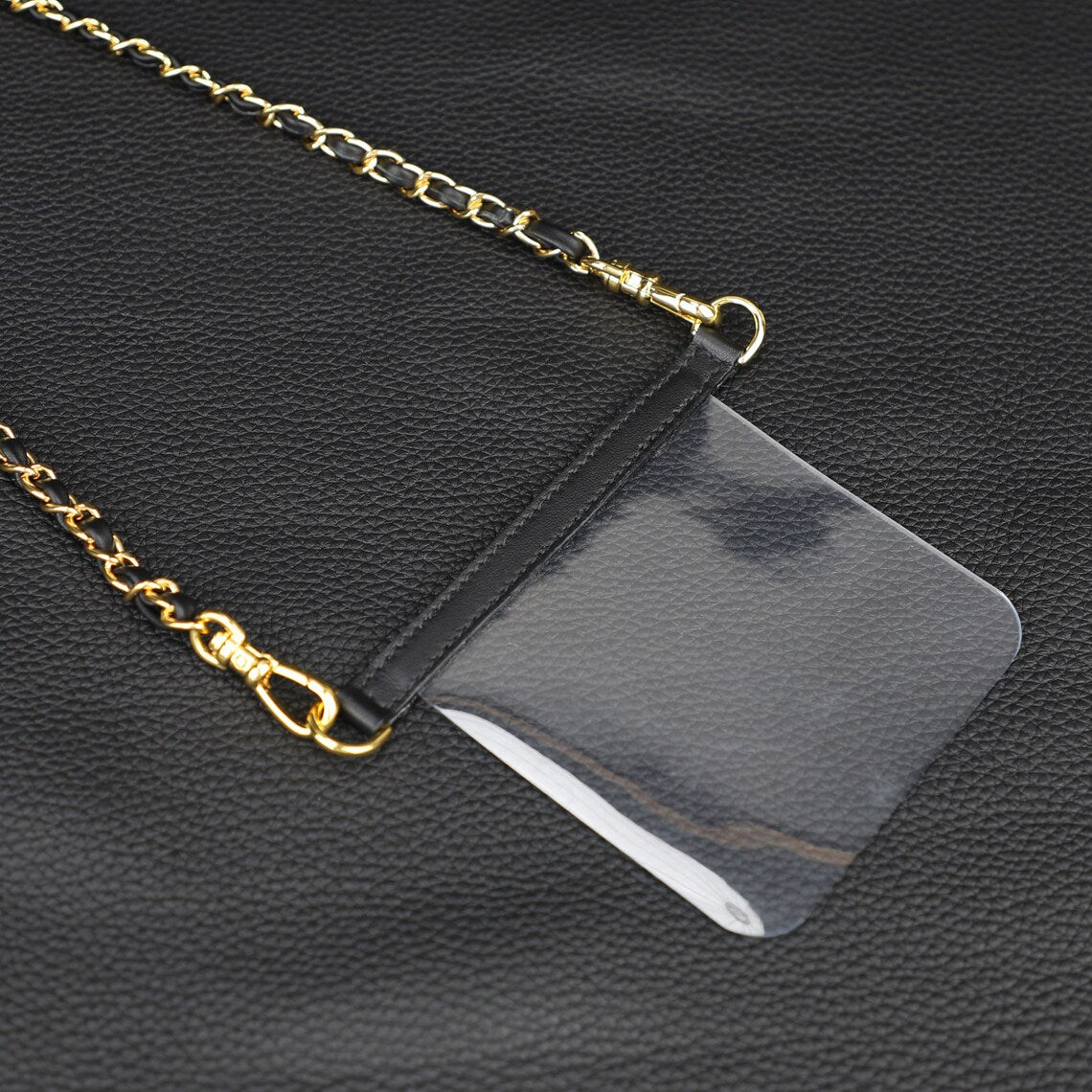 Leather Chain Wallet Strap: Transparent Silicone Insert