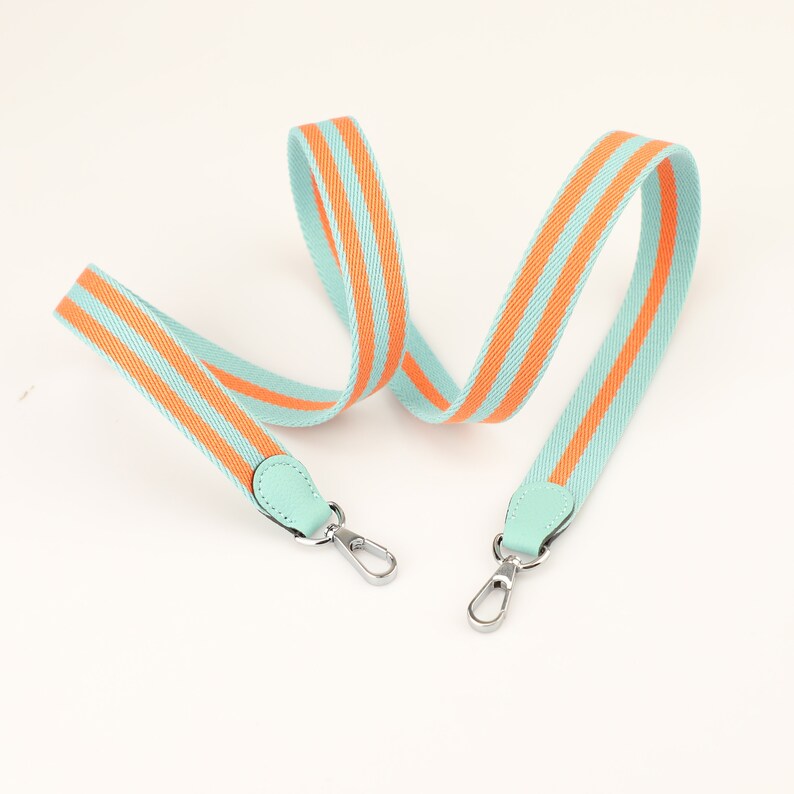 Bleu Saint Cyr & Orange Striped Bag Strap: Clemence Leather, Crossbody Style