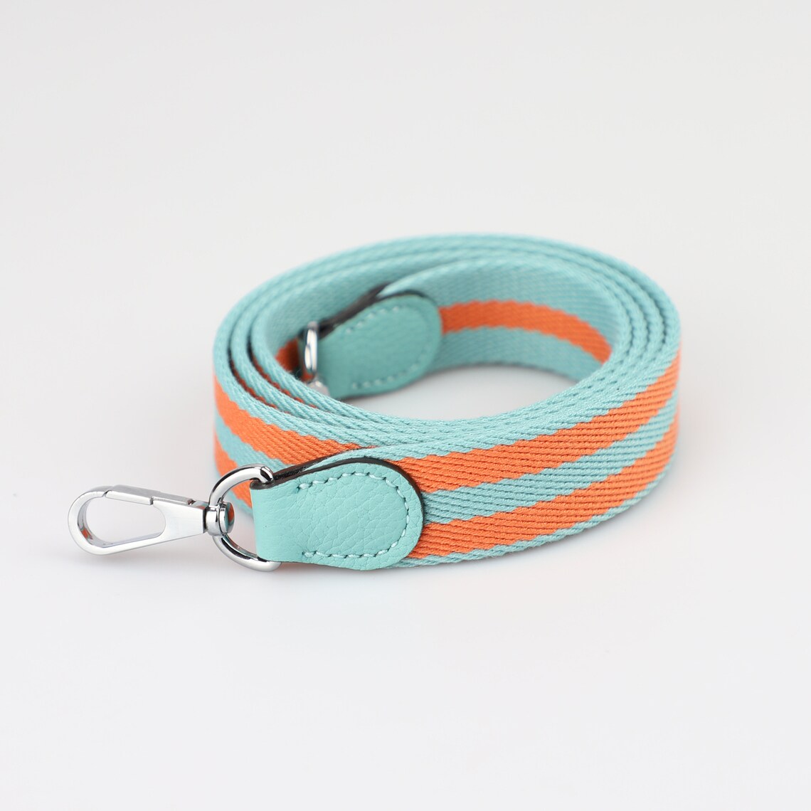 Bleu Saint Cyr & Orange Striped Bag Strap: Clemence Leather, Crossbody Style