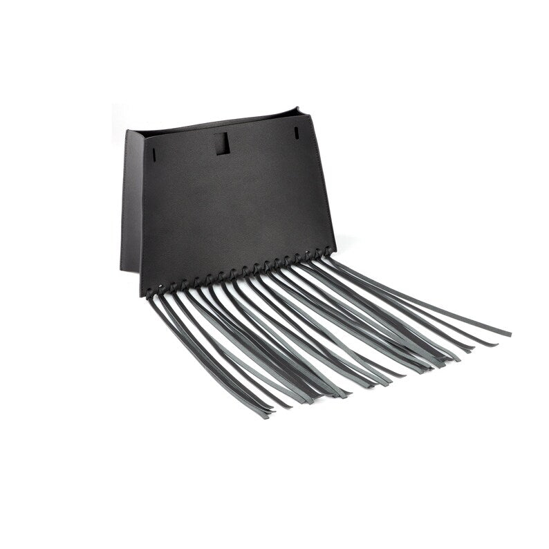 Black Fringe Bag Cover for Kelly bag | Leather Protective Bag Cape | Luxury Purse Cover with Long Tassels | Custom Handmade Bag Accessory