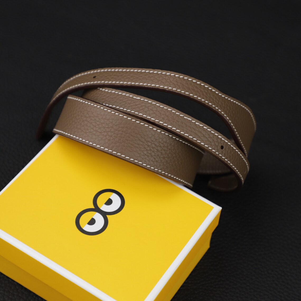 Hermès Style Etoupe (18) Togo Leather Bandoulière: 3cm Wide Shoulder/Crossbody Strap Compatible with Halzan Bags