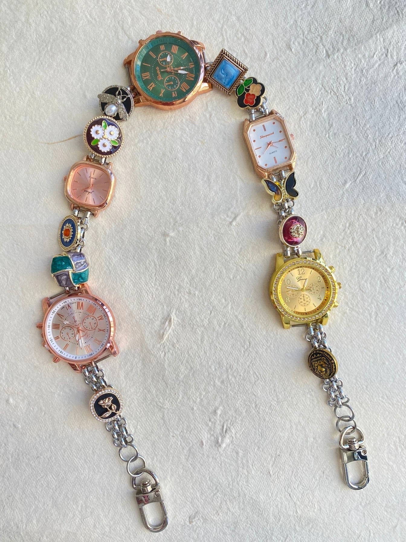 Vintage Colorful Button Watch Bag Strap