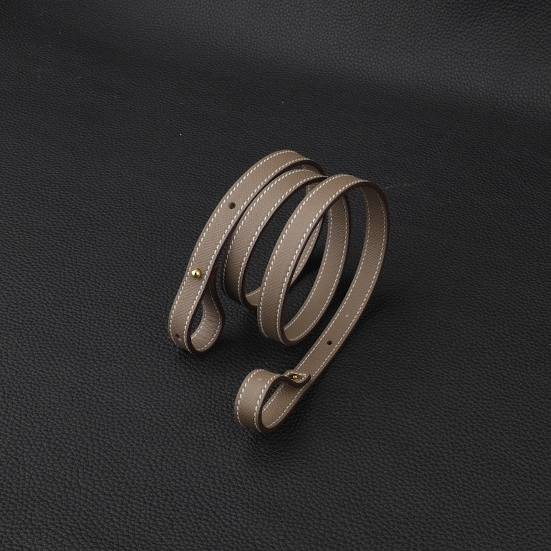 Hermès Style Epsom Leather Bandoulière (15mm Ultra-Slim): Compatible Shoulder Strap for Kelly Pochette & Mini Bags