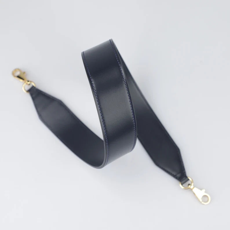 Hermès Style Black Box Calf Leather Bandoulière (40mm Wide): Compatible Shoulder/Crossbody Strap for Kelly Bags