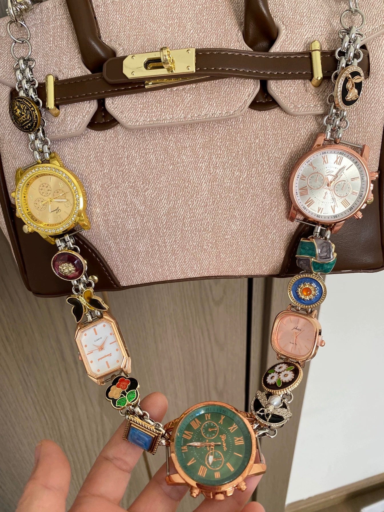 Vintage Colorful Button Watch Bag Strap