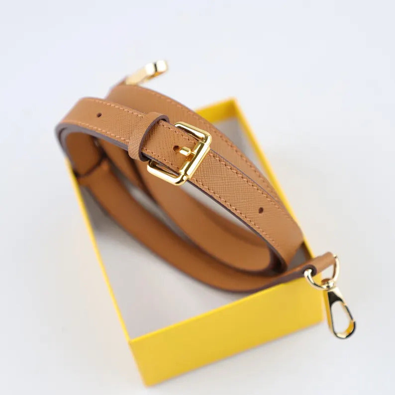 1.5cm Width Black Saffiano Leather Bag Shoulder Strap,Caramel Saffiano leather Adjustable bag strap