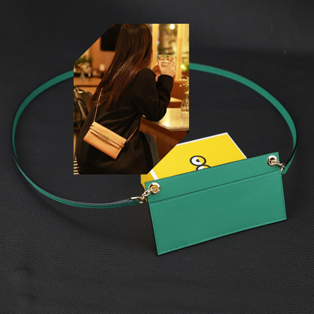 Epsom Leather Wallet Insert & Shoulder Strap: Crossbody Purse Strap