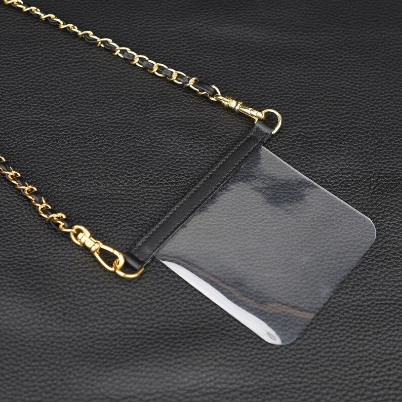 Leather Chain Wallet Strap: Transparent Silicone Insert